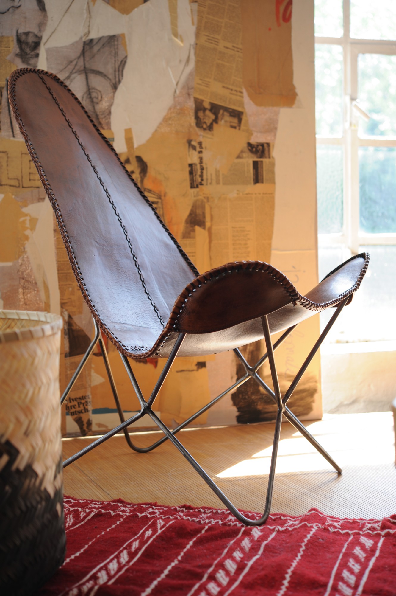 Lounger 'Nick', cognac, vernickelt, T 69 cm, B 83 cm, H 100 cm von fischer's lagerhaus