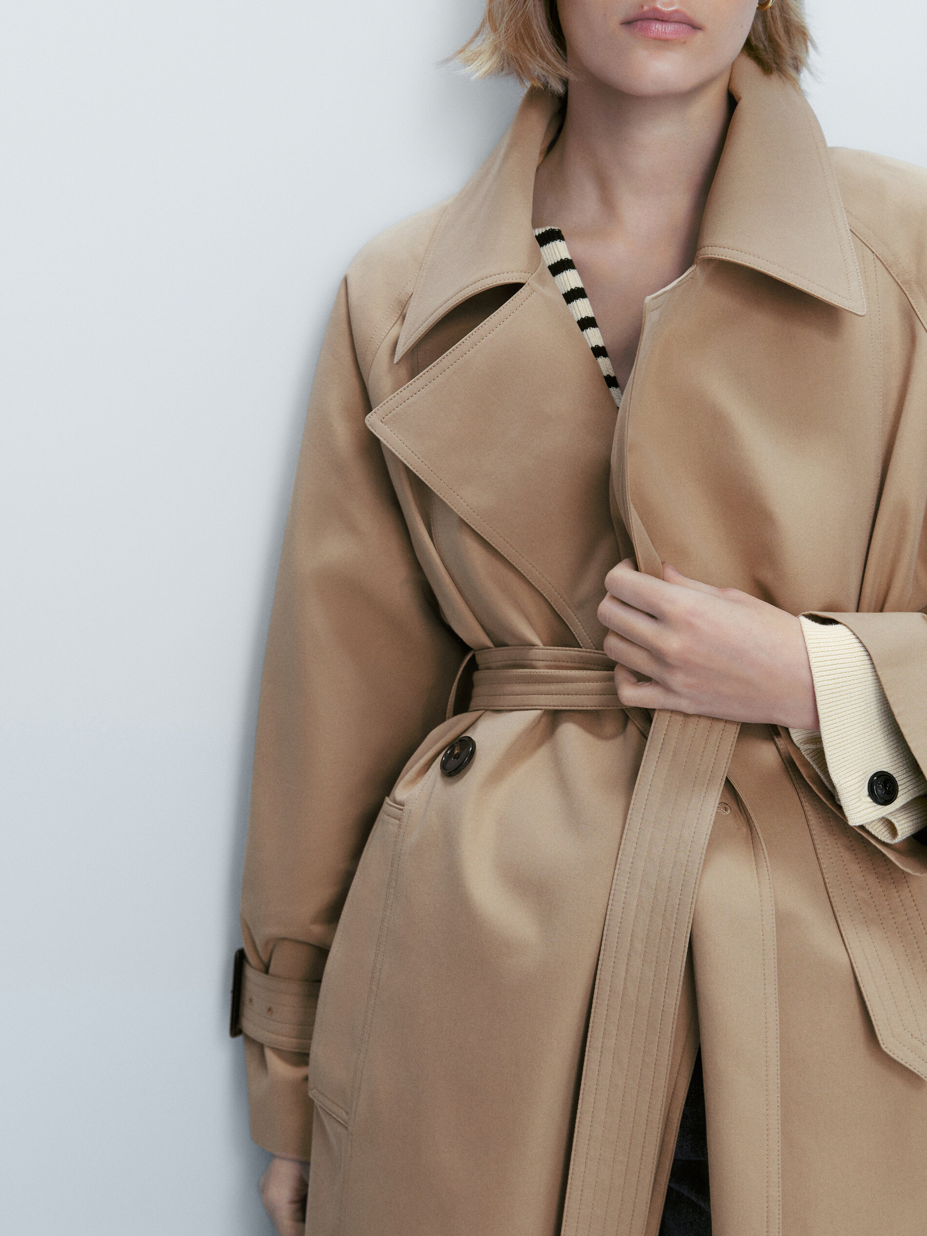 Cinto de gabardine fluida - BEGE