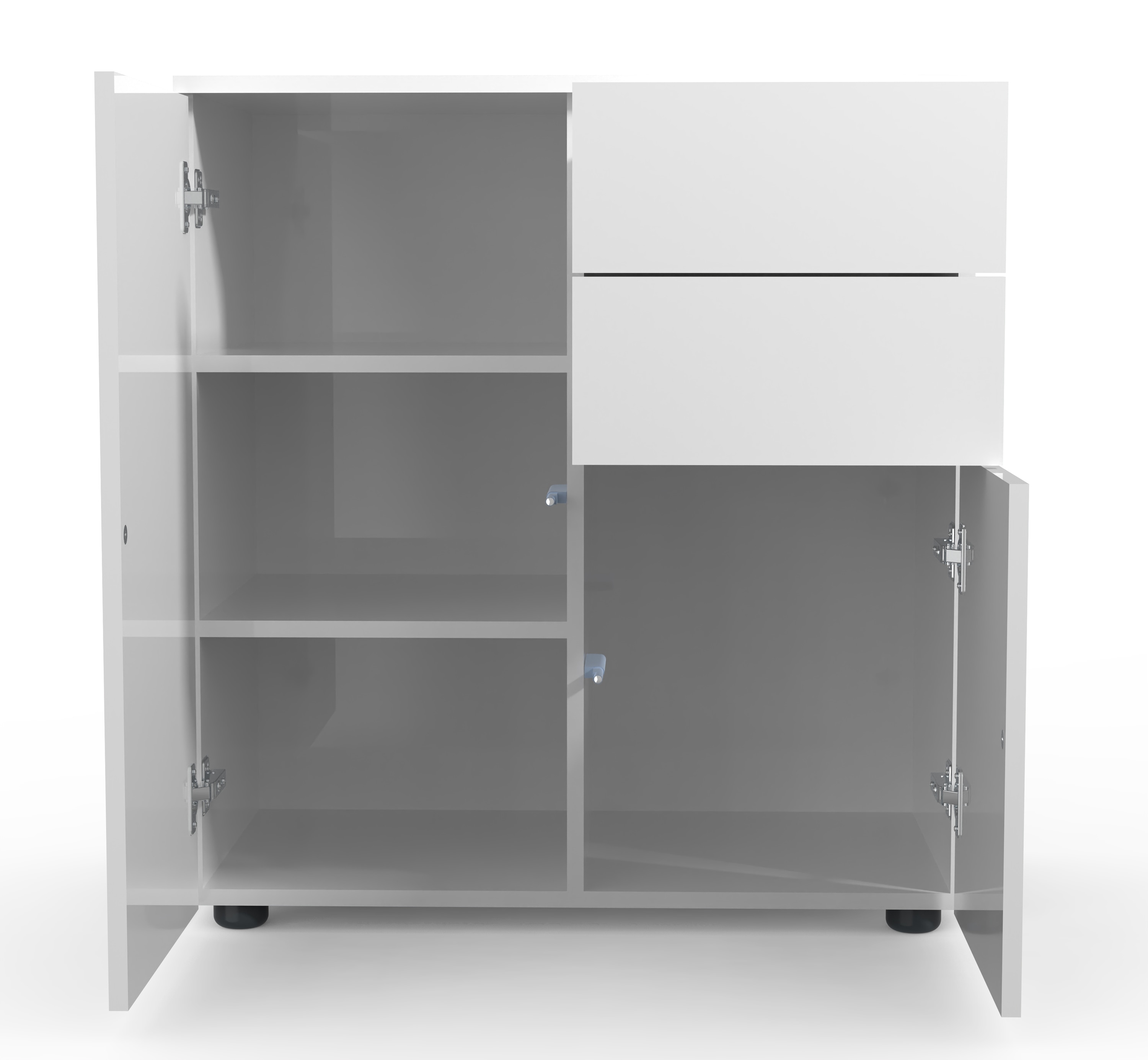 VCM Holz Kommode Sideboard Highboard Anrichte Schrank Dalosa 4 Schublade Drehtüren