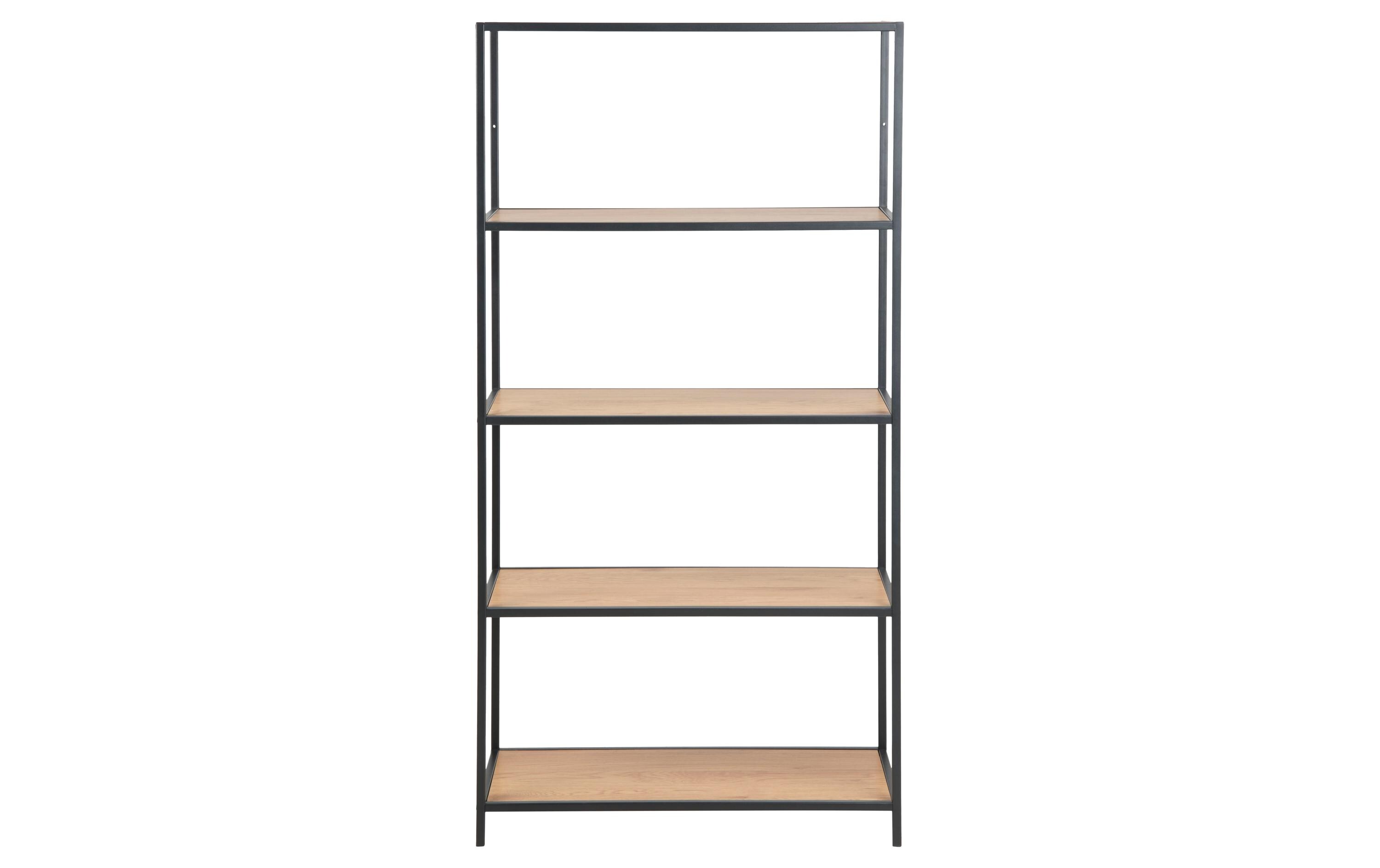 Regal Seaford 77 x 35 x 150 cm, Eiche/Schwarz matt<br>Bücherregal