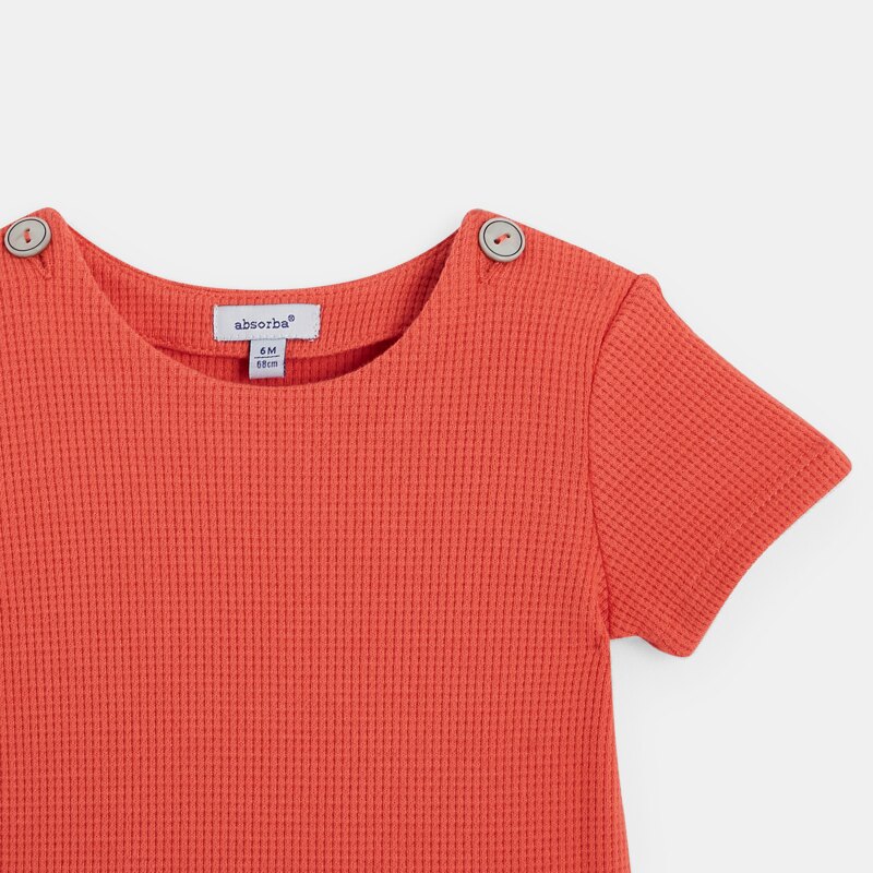 Robe manches courtes bébé fille nid d'abeille orange Absorba Orange