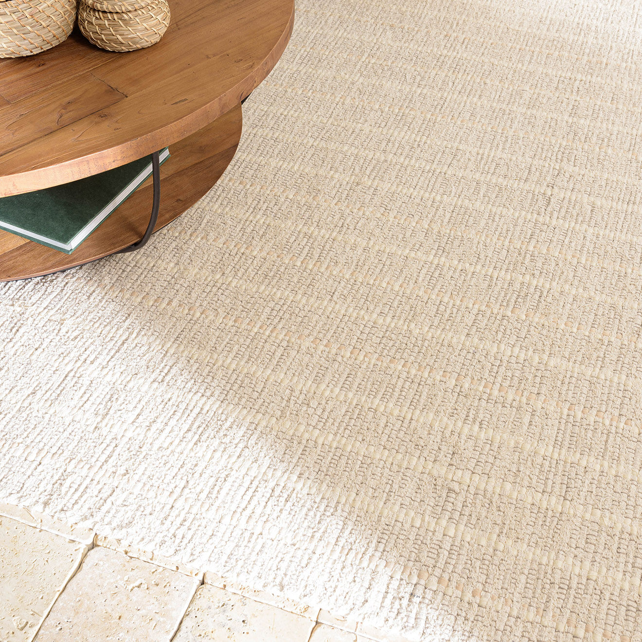 Macabane Tapis en Coton recyclé Sacha ivoire - 230x160 cm