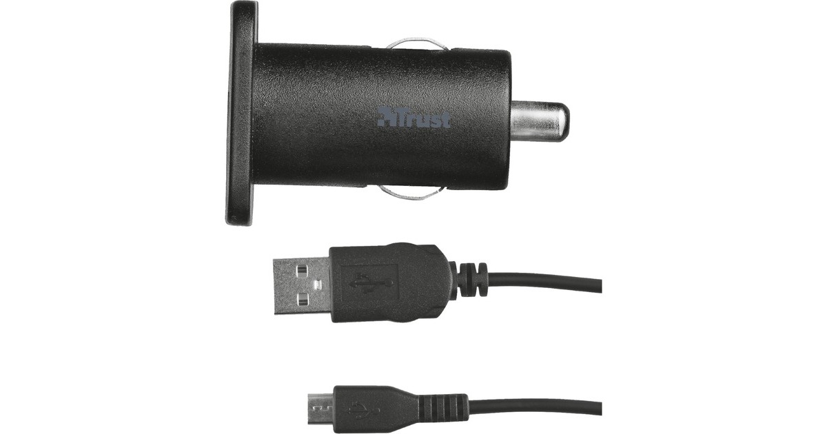 Trust5W Car Charger met Micro-USB-kabel oplader  (Zwart, 19347)
