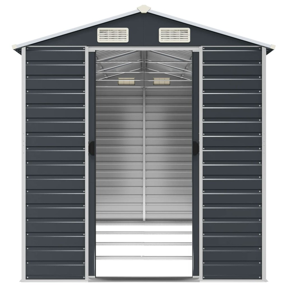 Abri de jardin anthracite 191x385x198 cm acier galvanisé