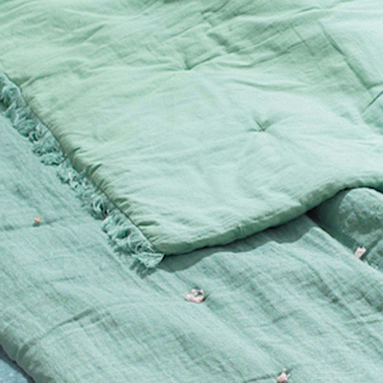 En Fil d'Indienne Edredon Etamine lin mélangé celadon - 140x240 cm