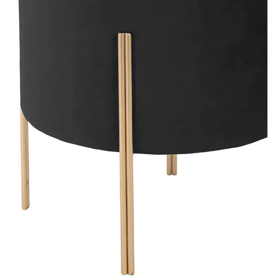 Atmosphera Bijzet/zit krukje Verona - metaal/stof - zwart - 40 cm