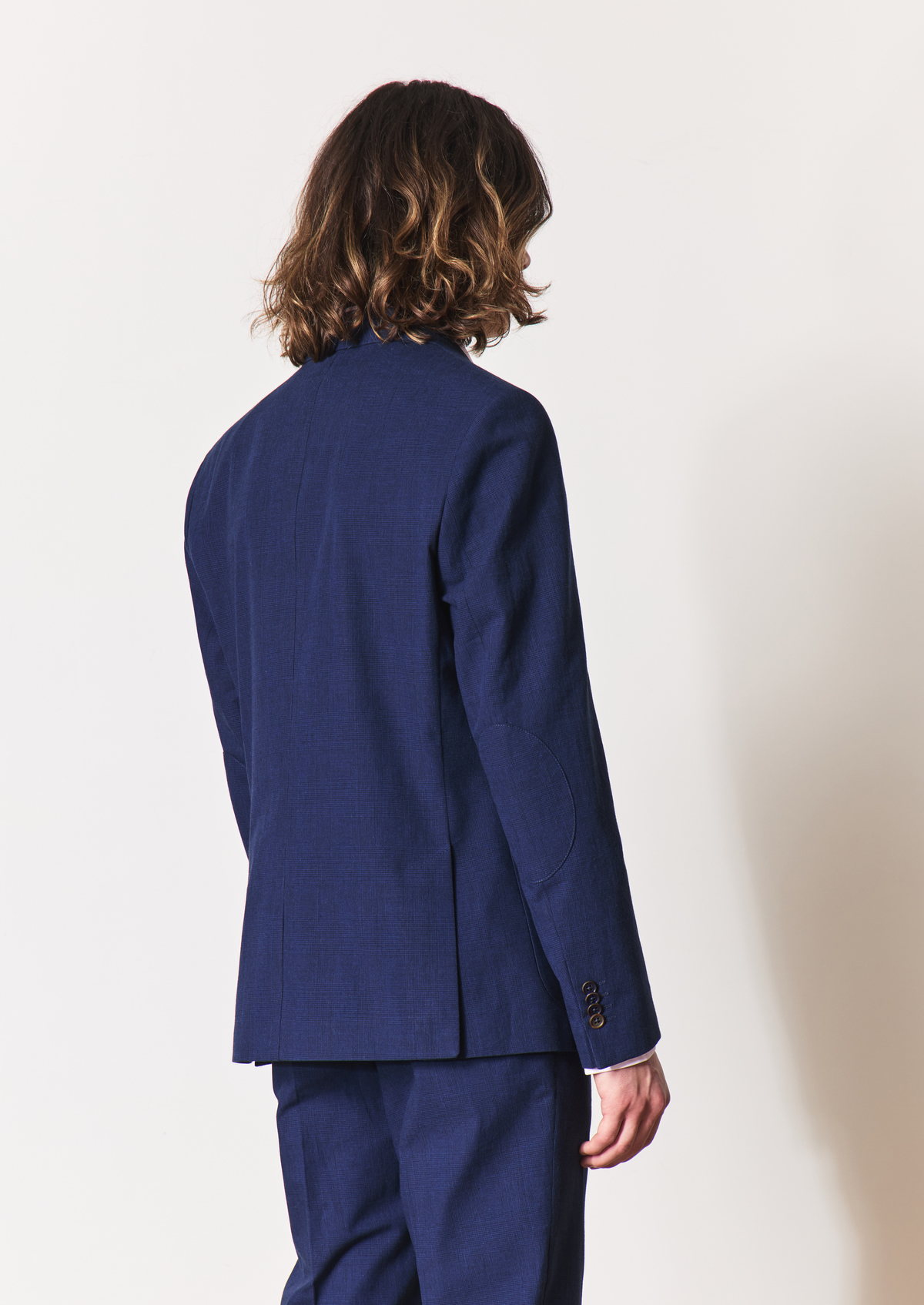 Veste coordonnable Regular en coton bleu jeans Prince de Galles