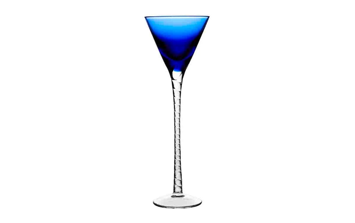 Brandyglas Aquavit London 6 Stück, 2.5 cl bis 5 clVerschiedenfarbige, mundgeblasene Schnapsgläser mit gedrehtem Stiel