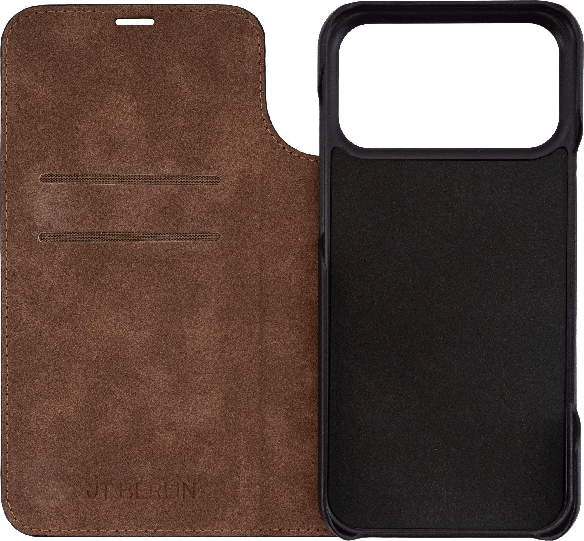 iPhone 17 Pro Echtleder Bookcase Hülle Tegel (11125) - Schwarz