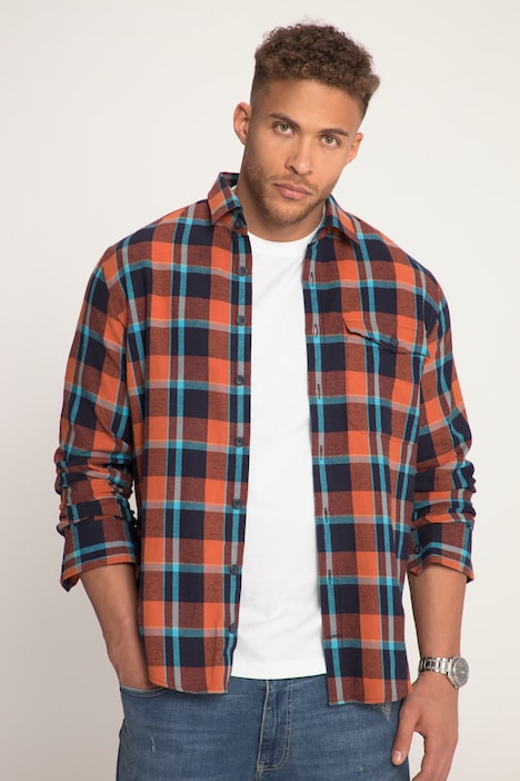 STHUGE Karohemd, Langarm, Flanell, Modern Fit, Kentkragen, bis 8 XL