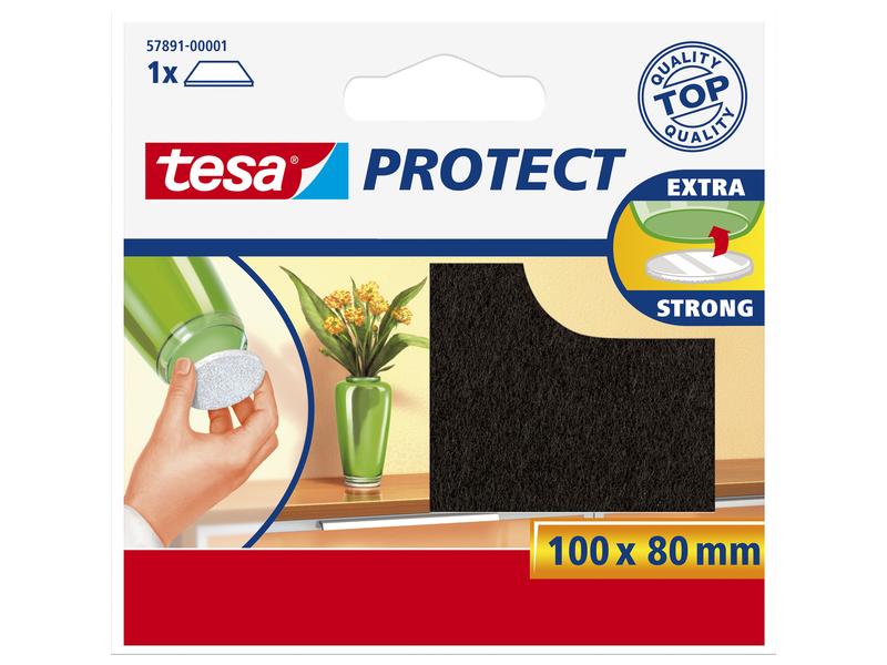 tesa Stuhlbeingleiter Protect 100 x 80 mm, 1 Stück, Braun Parkett-Gleiter, Filzgleiter
