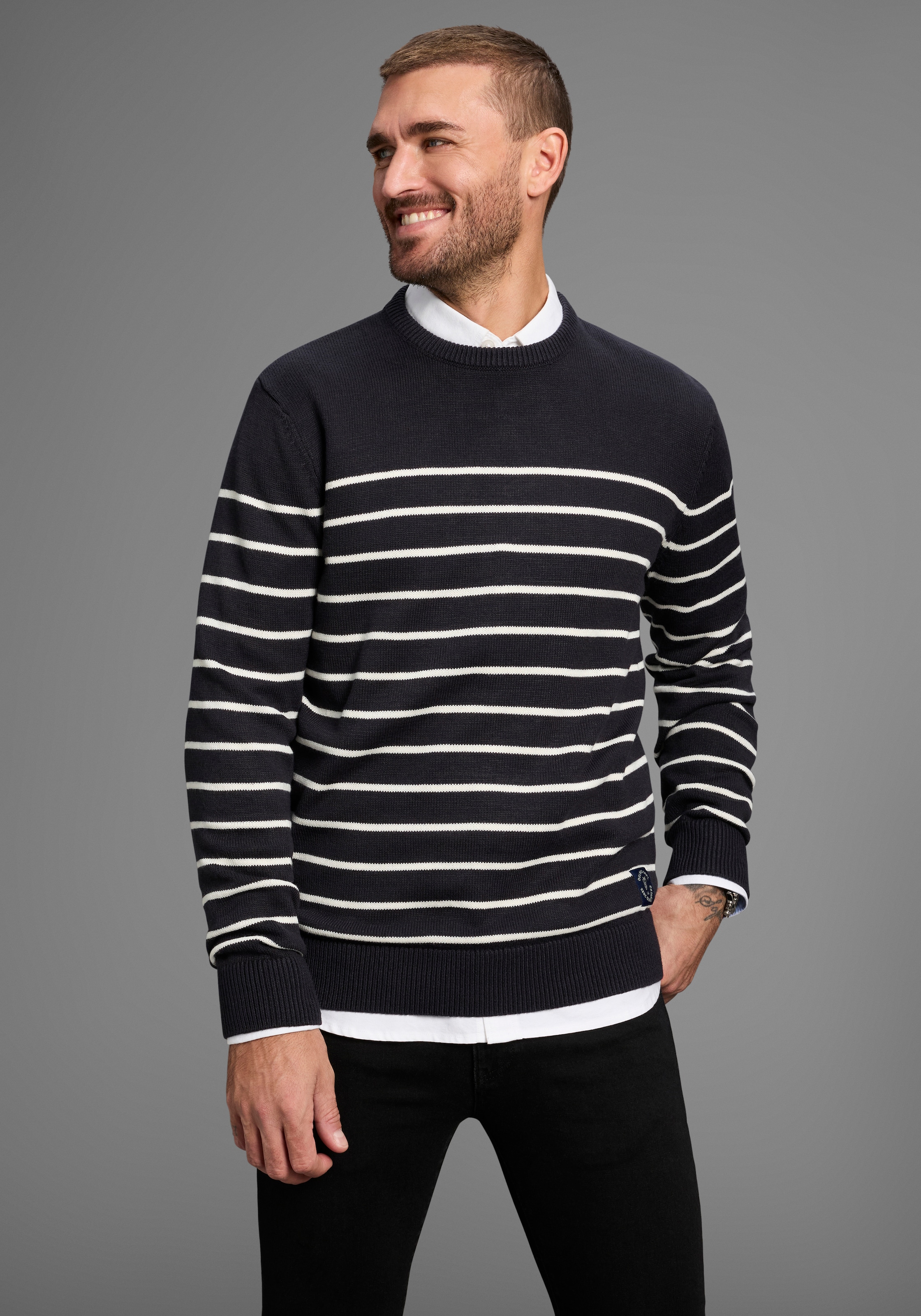 DELMAO Streifenpullover »Bis Grösse 3 XL« im maritimen Stil - NEUE KOLLEKTION