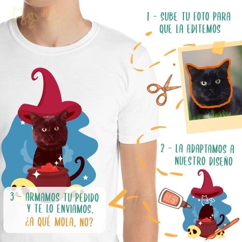 Camiseta masculina Mascochula, o mago, personalizada com seu animal de estimação, branca