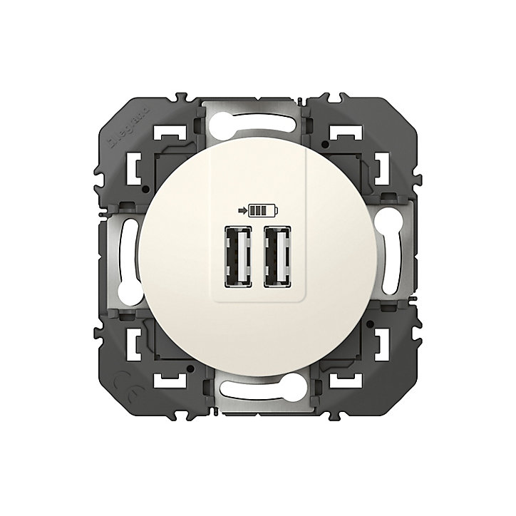 Prise double USB-A Legrand Dooxie blanc carrée