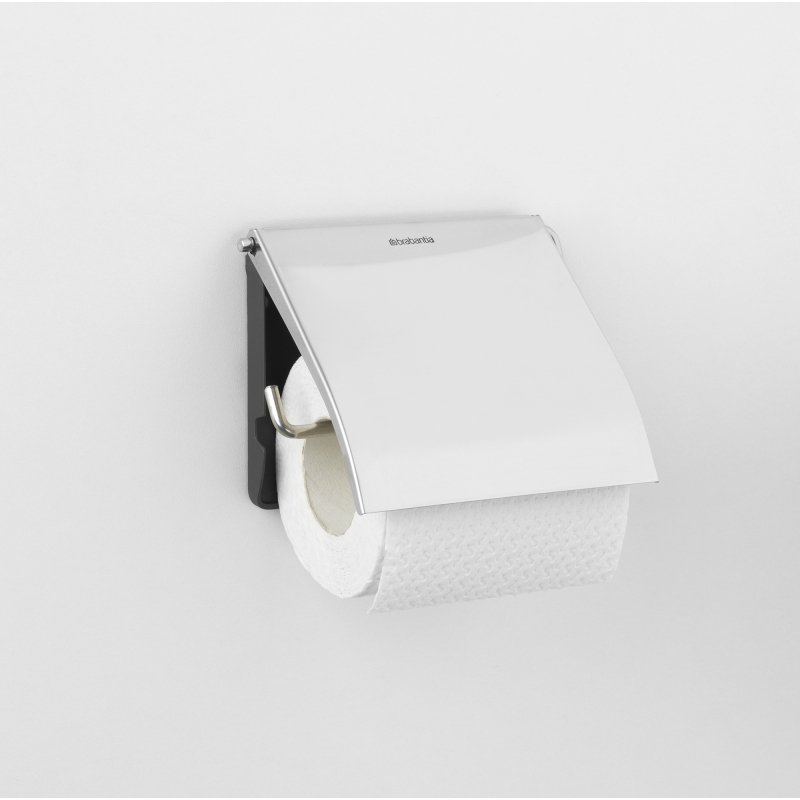 Distributeur papier toilette rouleau métal Brabantia avec couvercle