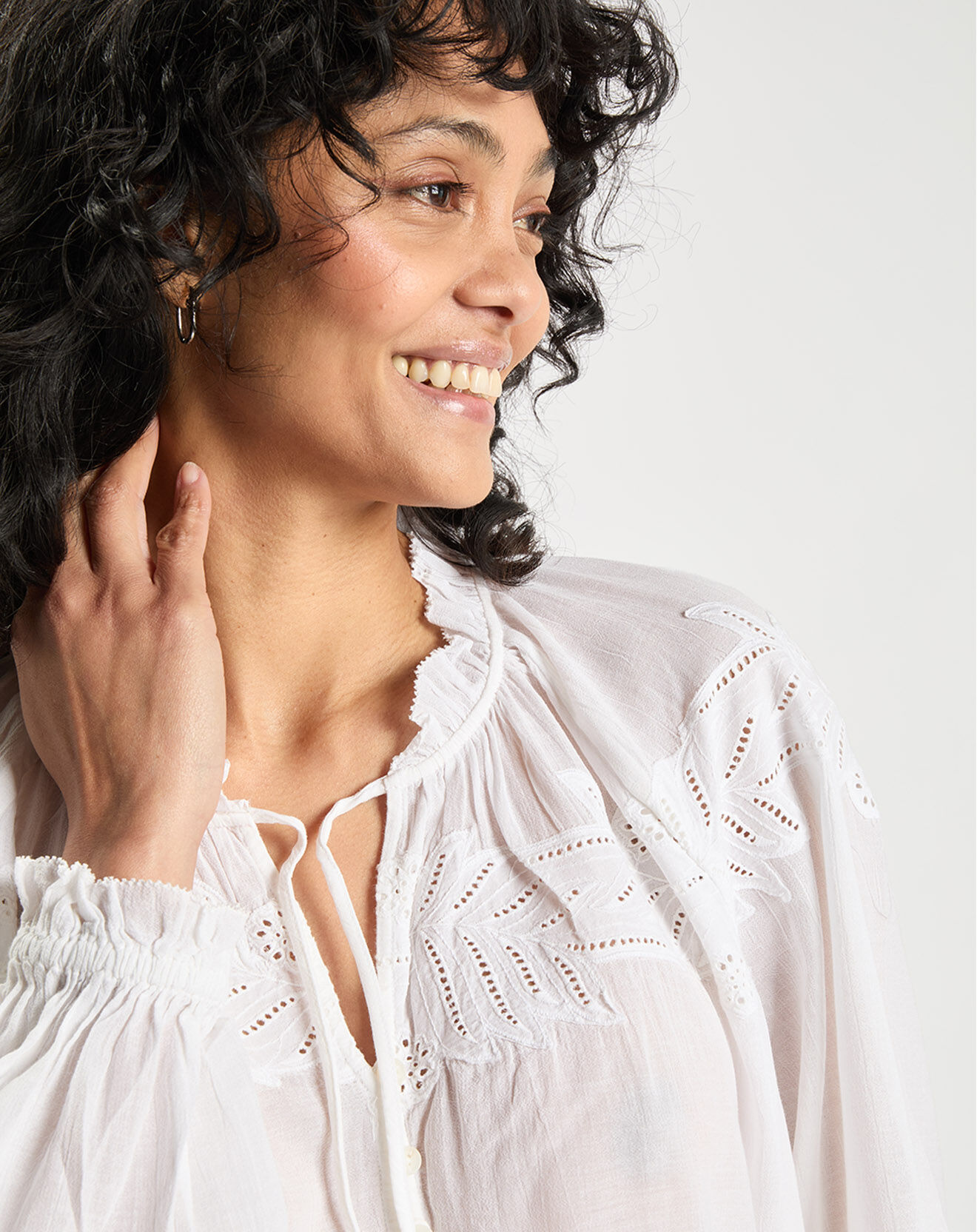 Tommy Hilfiger Blouse avec broderie anglaise blanche
