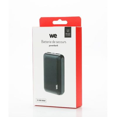 We - Powerbank / batterie de secours - 10000 mAh - 2 ports USB A, 10W - noir