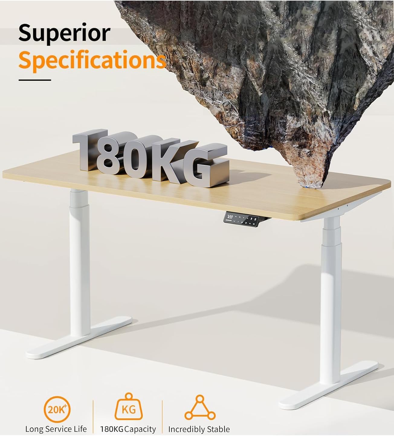 MAIDeSITe EL2 Plus Art Höhenverstellbarer Schreibtisch Gestell mit Ovaler Beindesign, Elektrisch Dualmotor Tischgestell höhenverstellbar mit 62-125cm, 4 Memory-Steuerung Schreibtisch höhenverstellbar