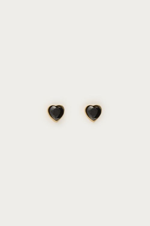 Studs met zwart strass hartje