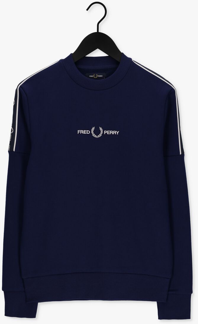 FRED PERRY donkerblauwe fred perry sweater tape sleeve sweatshirt