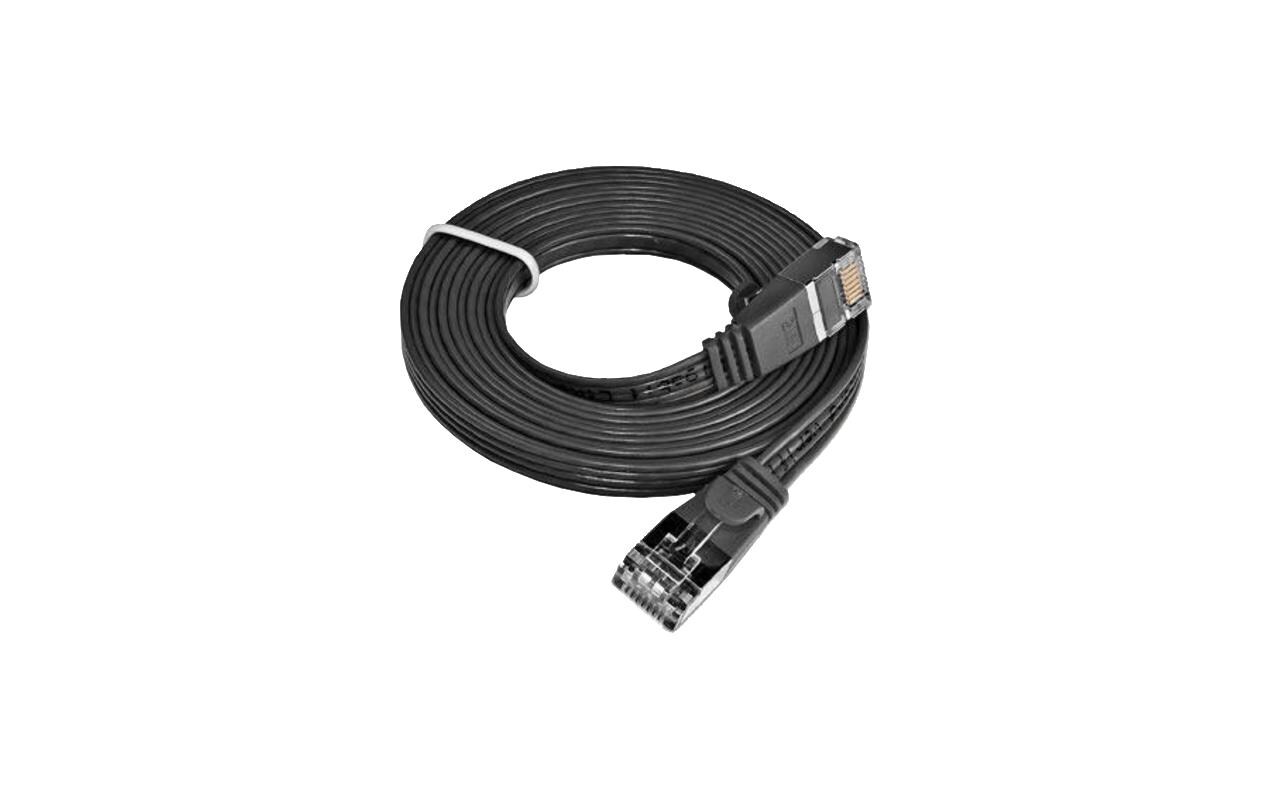 Slimpatchkabel RJ-45 - RJ-45, Cat 6, STP, 1 m, SchwarzGeschirmtes Twisted-Pair-Kabel (STP) mit Klinkenschutz
