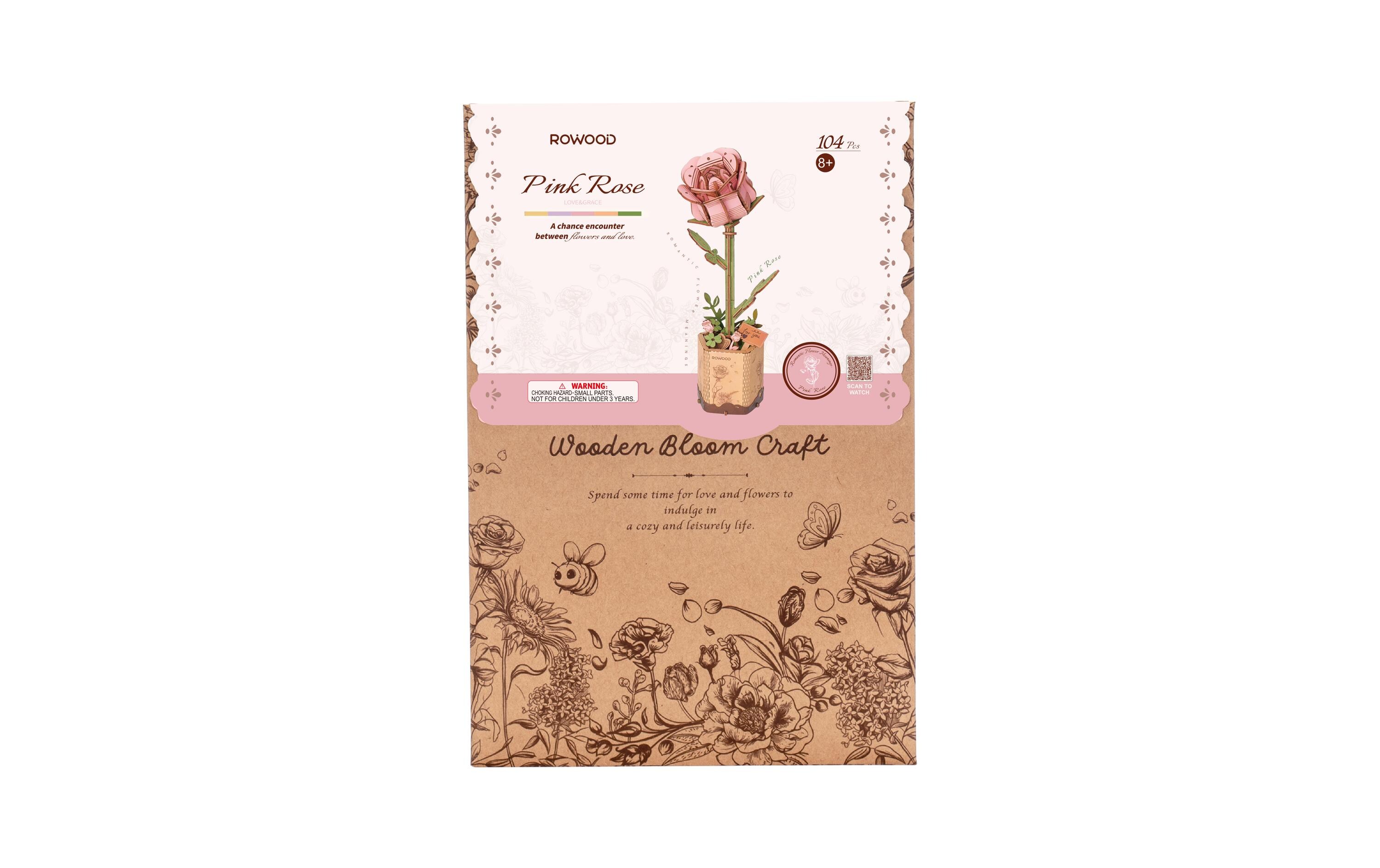 Bausatz Pink Rose 104-teilig3D-Puzzle aus lasergeschnittenen Holzteilen