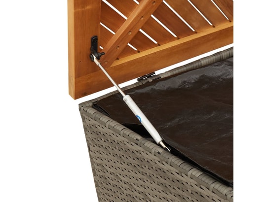 VIDAXL - Coffre Boîte de rangement de jardin gris résine tressée bois d'acac...