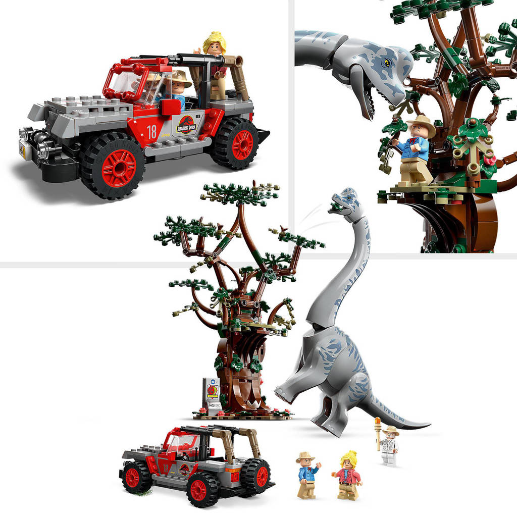 EindelijkBrachiosaurus ontdekking met Groot Dinosaurus Figuur en Jeep Auto 76960