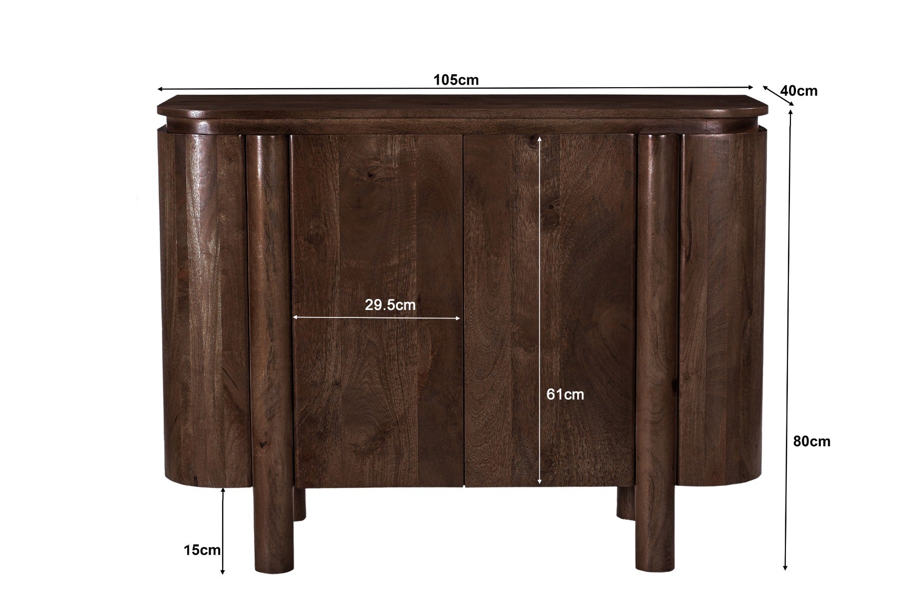 Livingfurn - Dressoir Donkerbruin Mangohout - 105x40x77cm - Salano