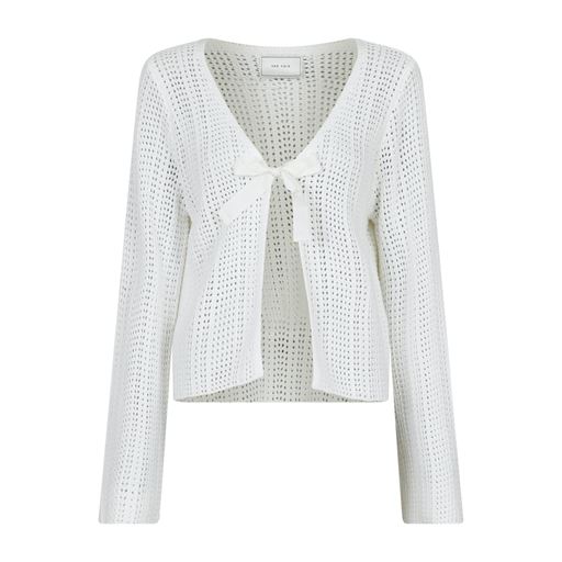 Neo Noir Bates Crochet Knit Cardigan, White, 42