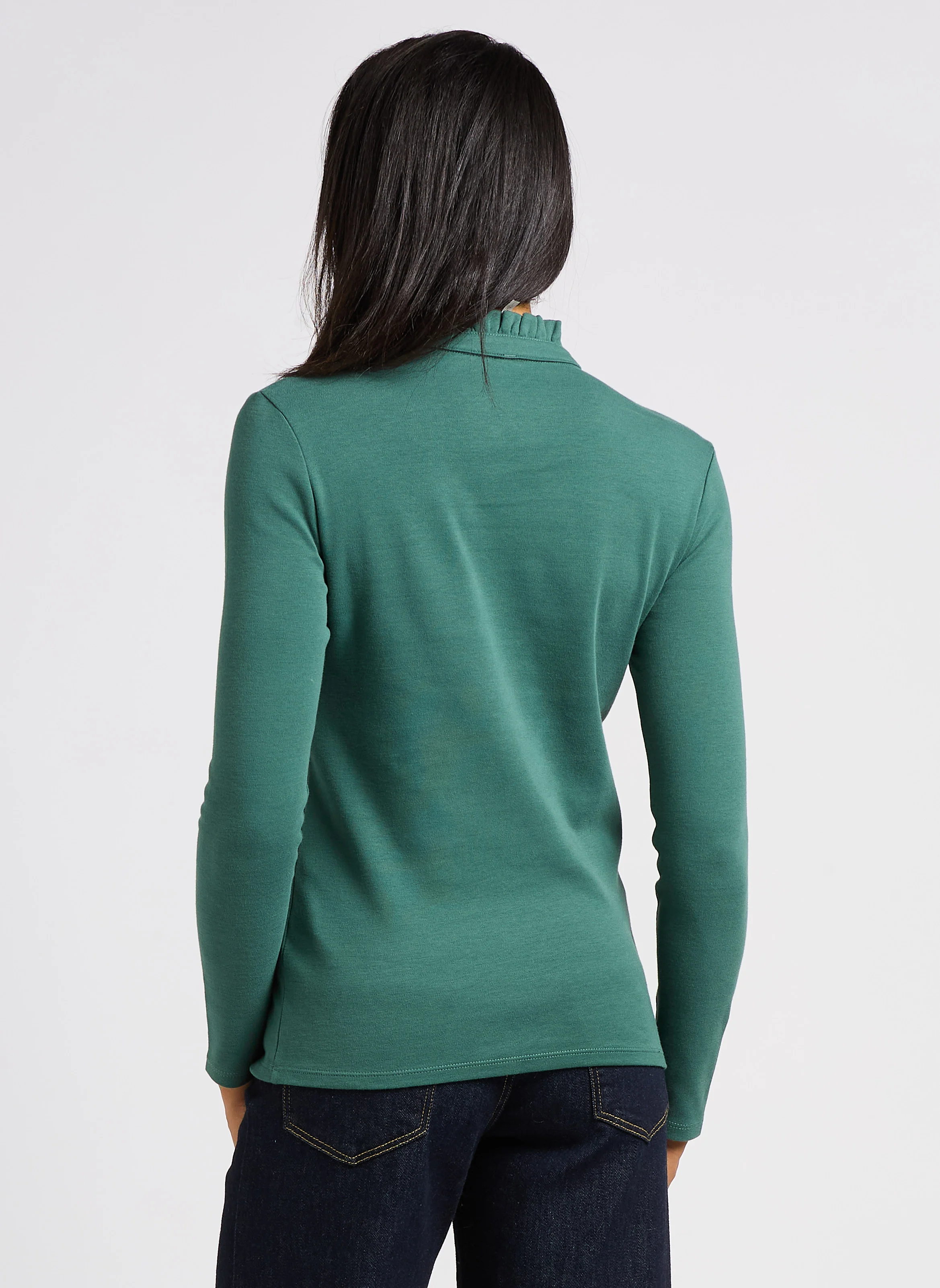 Tee-shirt col victorien en coton | Vert