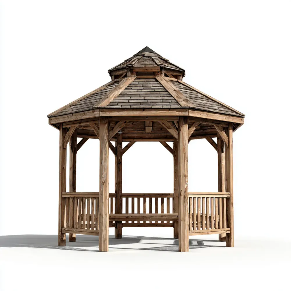Gartenpavillon aus Kiefernholz 350x350x300 cm - Natur