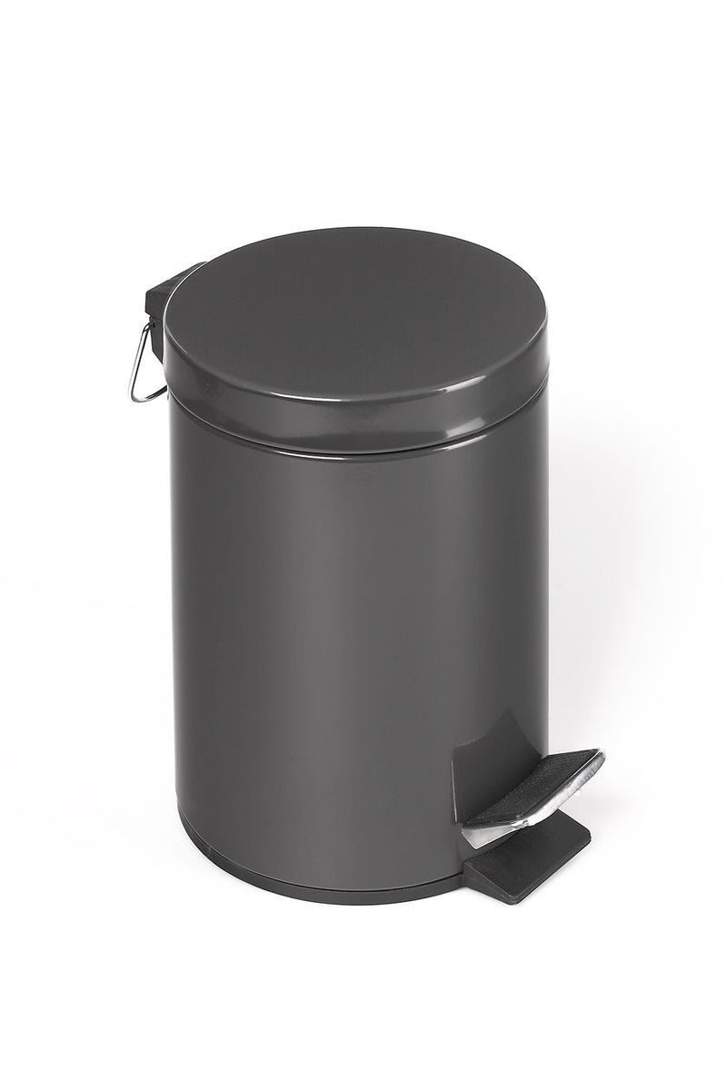 PROREGAL Robuuste pedaalbediende afvalemmer met binnenemmer en handgreep, 5 liter, HxBxD 28,5 x 20,5 x 20,5 cm, gegalvaniseerd staal, antraciet