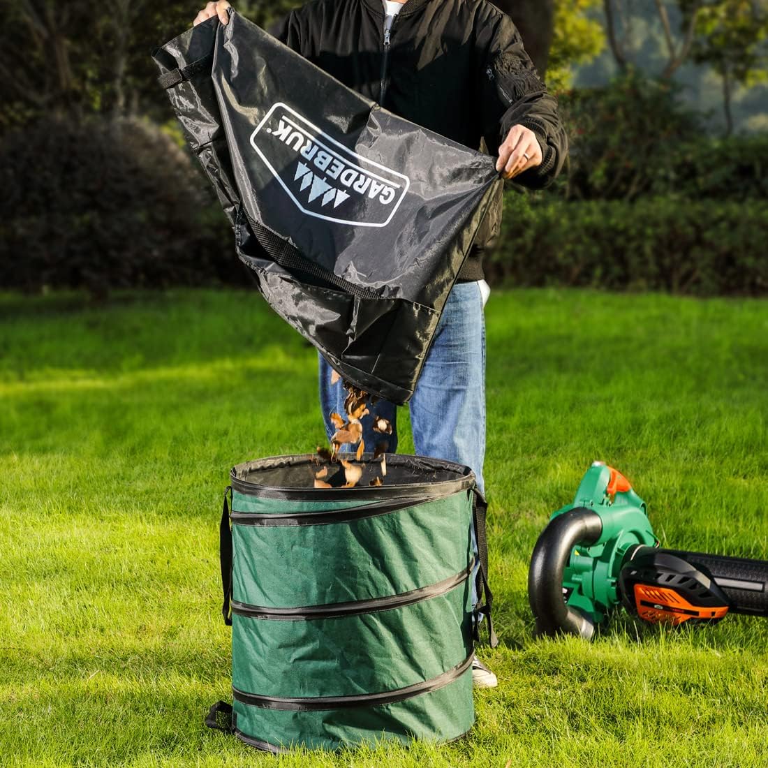 GARDEBRUK® Laubsauger 4 in 1 Benzin Blasgeschwindigkeit 68m/s Fangsack 45L inkl Werkzeug Laubbläser Häcksler Gartensauger