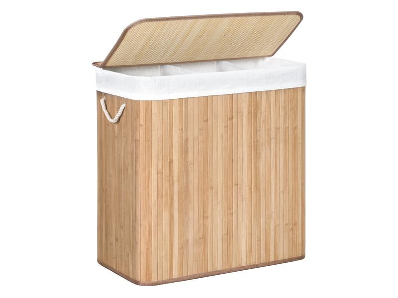 Songmics Wäschekorb  mit Deckel 150 l, Nature Wäschesammler