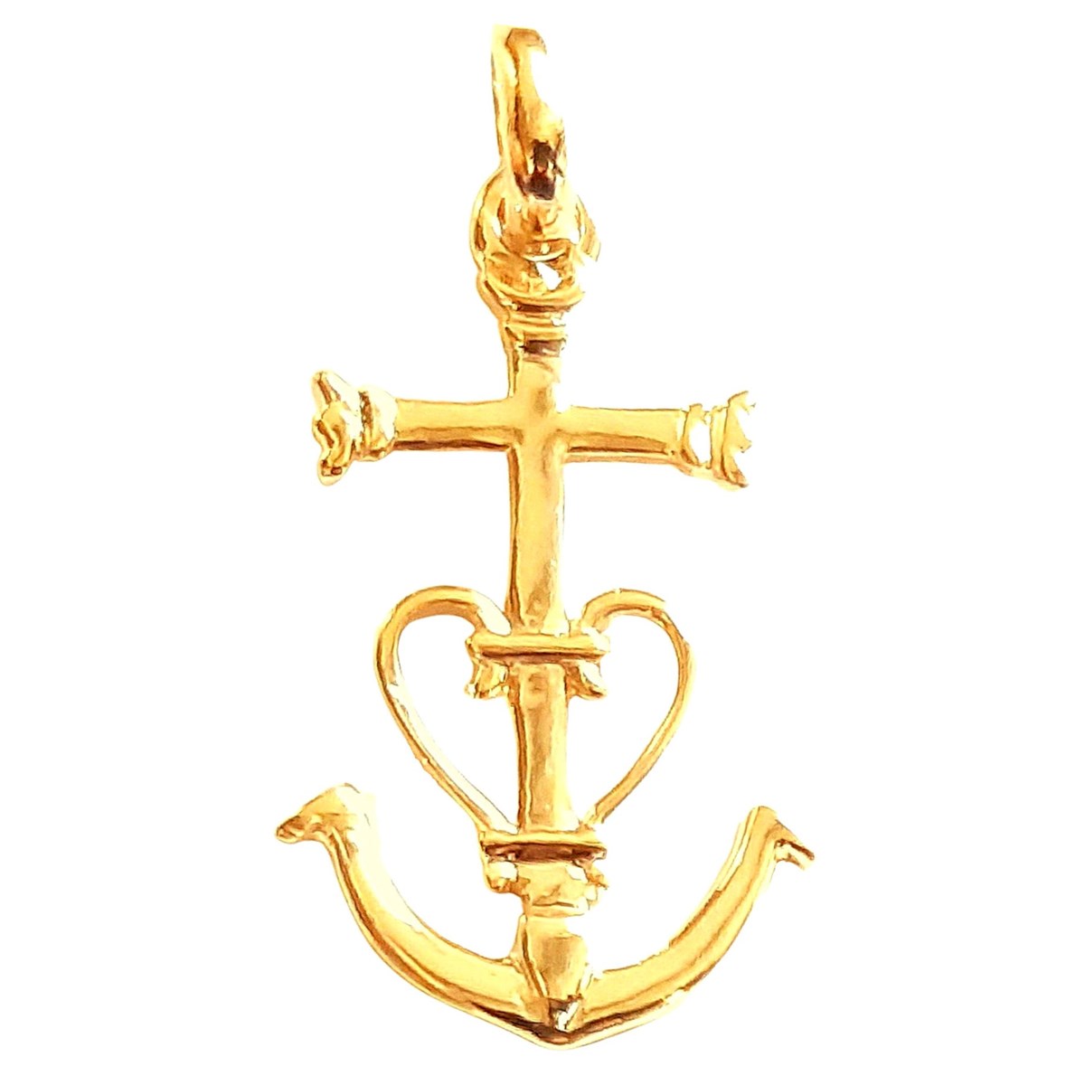 Pendentif Croix de Camargue Ancre en plaqué or