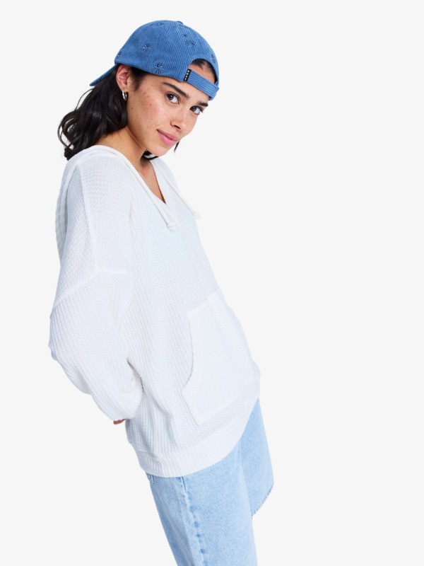 Ocean Drive Sweat à capuche oversize en tricot Blanc Femme