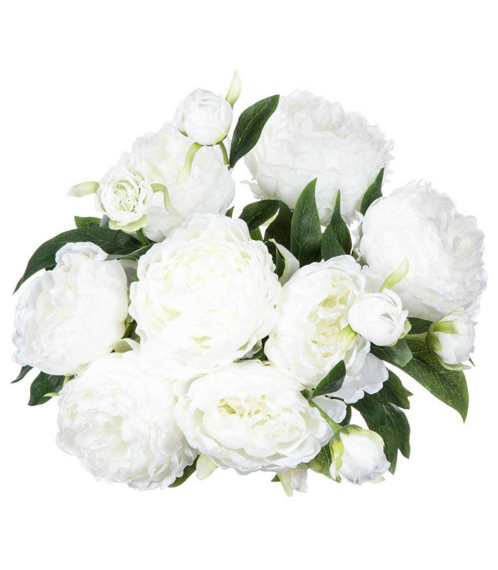Bouquet de fleurs artificielles 13 pivoines blanches d. 29 x h. 50 cm
