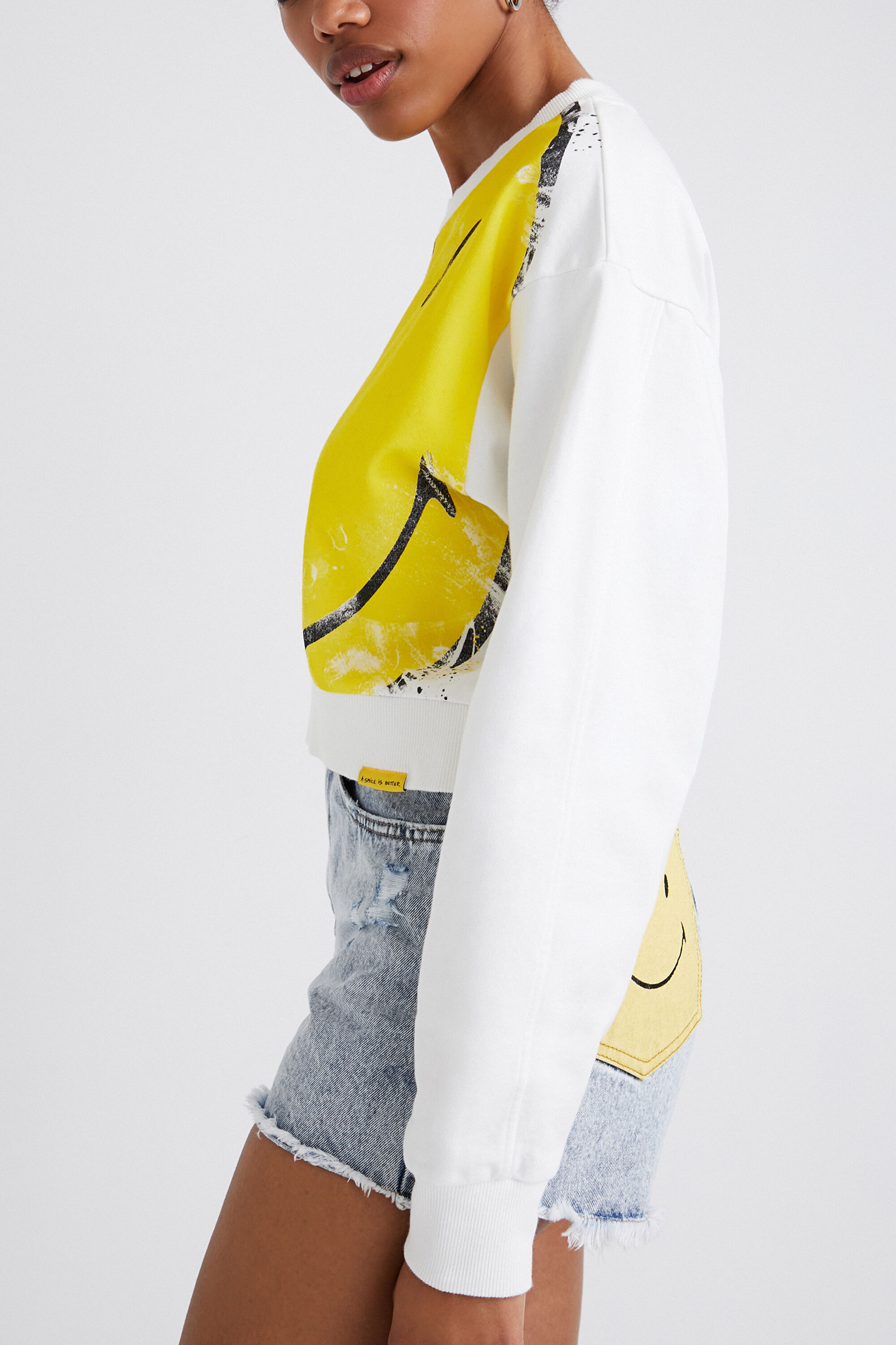 Sweat-shirt court avec Smiley