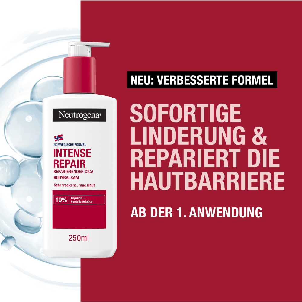 Neutrogena Norwegische Formel Intense Repair Reparierender CICA Bodybalsam (250 ml) für eine sofortige Linderung & mehr Feuchtigkeit bei sehr trockener, rauer Haut