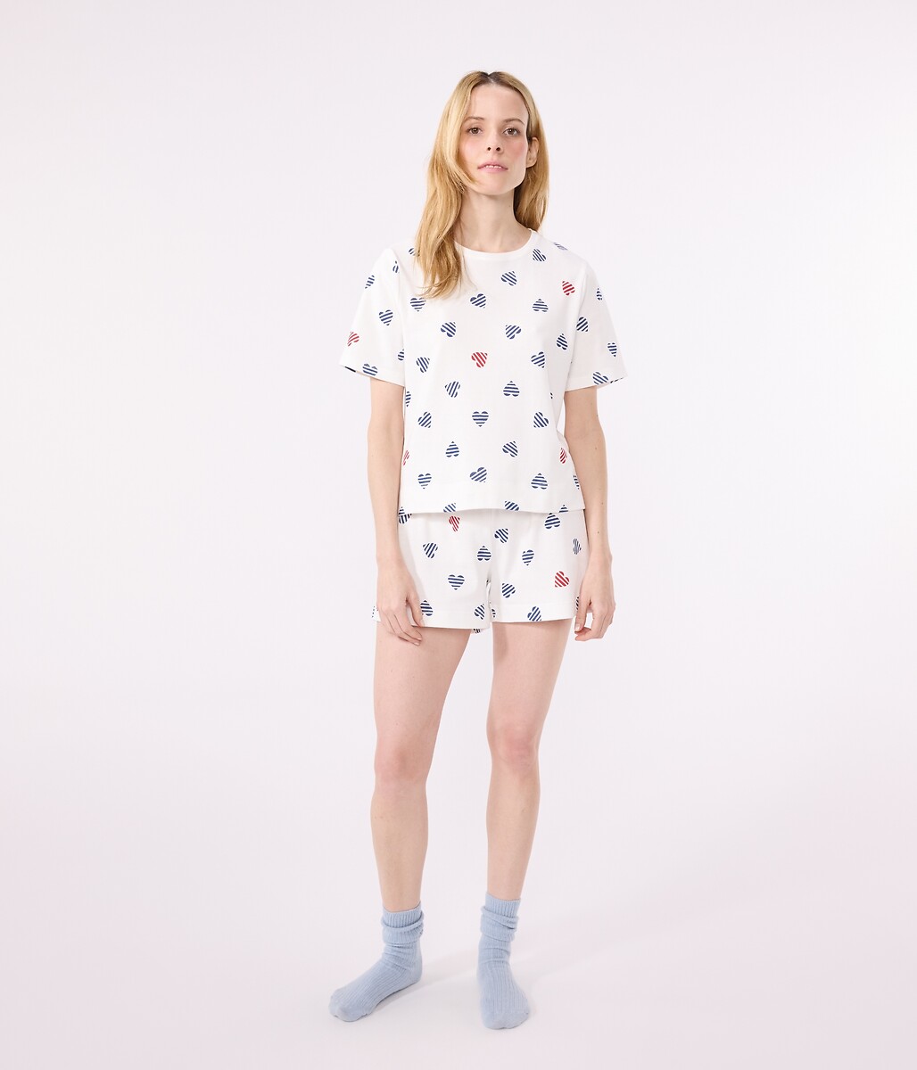 PETIT BATEAU<br>Shorts de pijama de algodão, mangas curtas