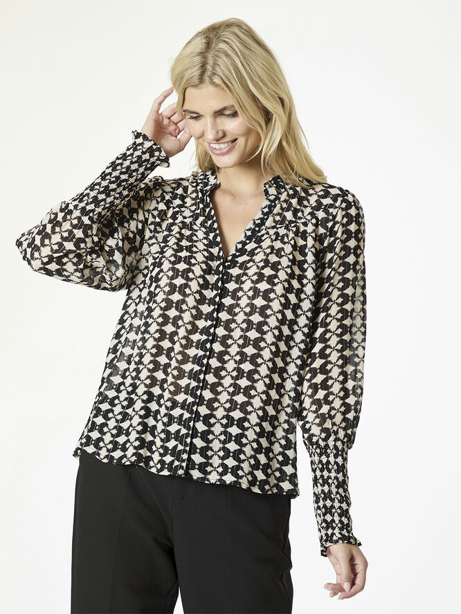 Neo Noir Camisa Graphic Print Blouse Black