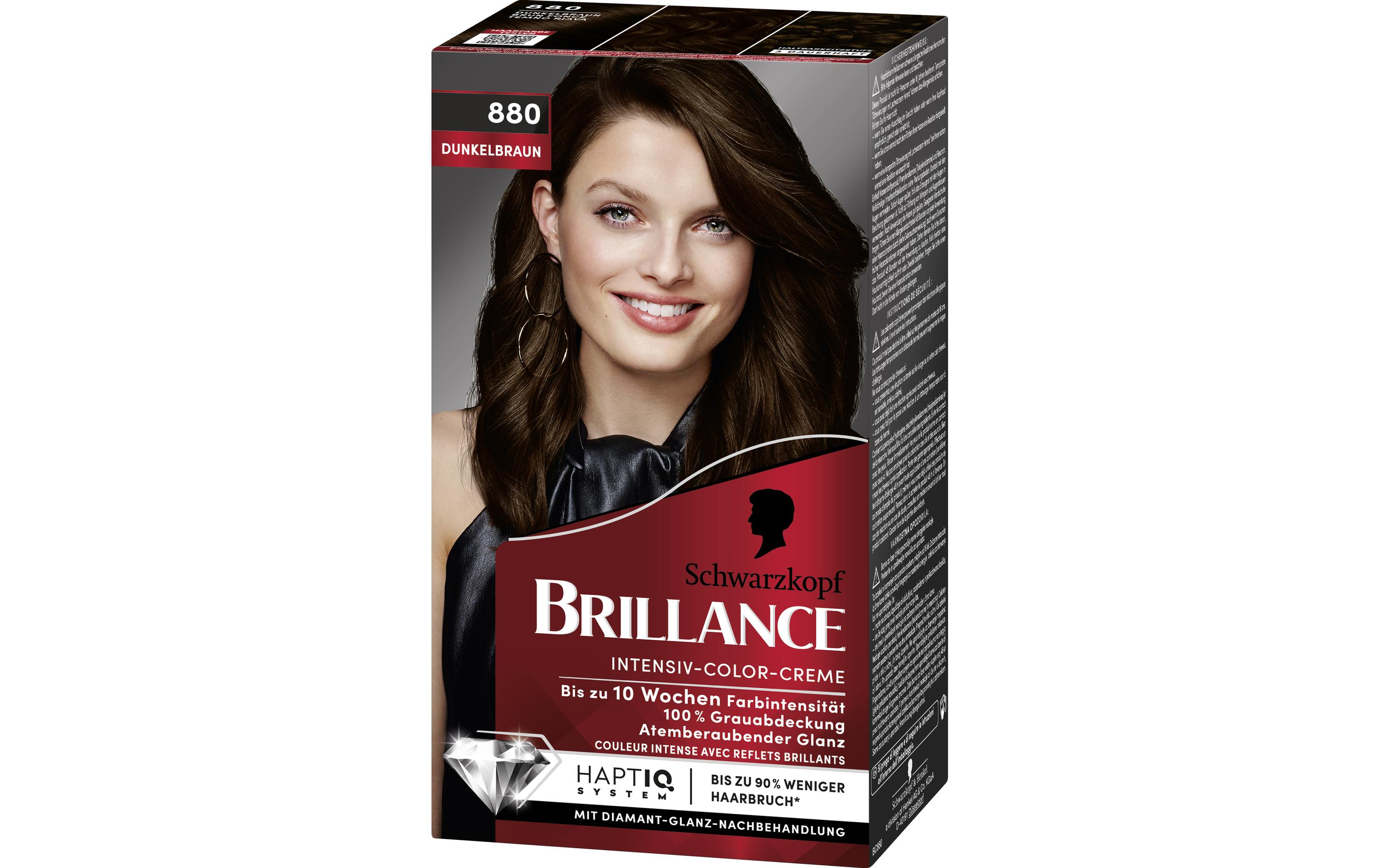 Haarcoloration 880 DunkelbraunAtemberaubende, intensive Haarfarbe für langanhaltende Farbintensität bis zu 10 Wochen