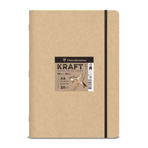 Clairefontaine Kraftpapier Natur, geheftetes Skizzenbuch