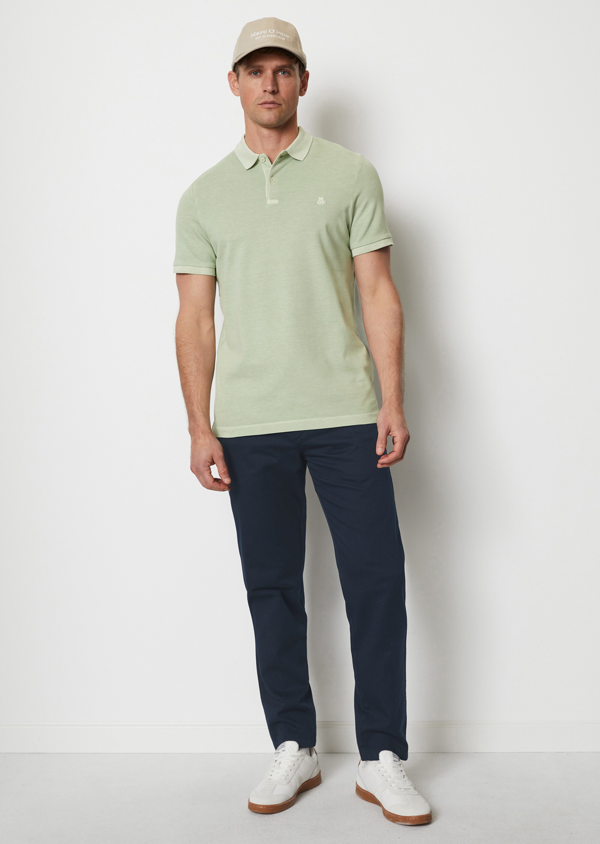 Kurzarm-Poloshirt Piqué shaped aus Organic Cotton-Stretch