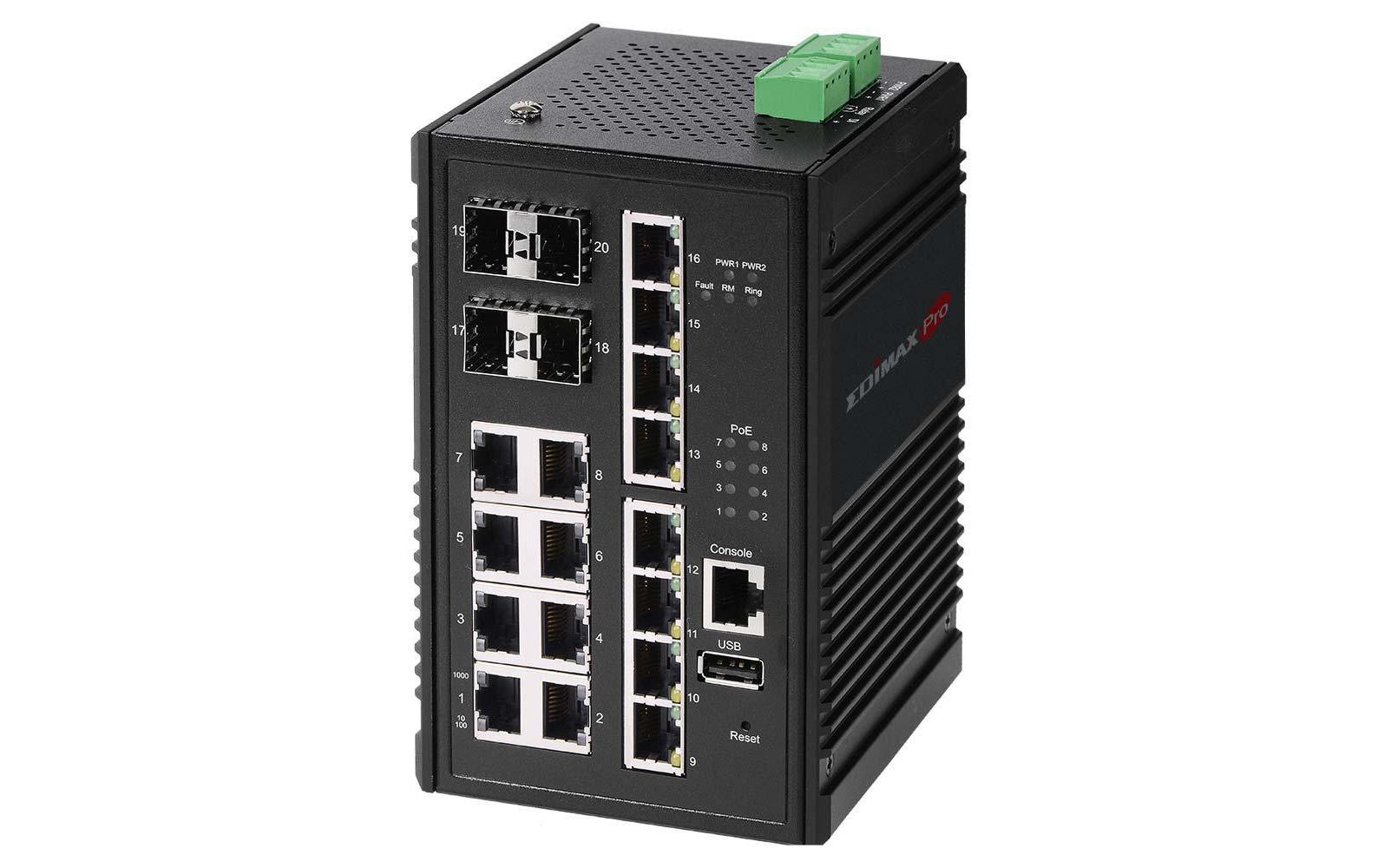 Rail PoE+ Switch IGS-5416P 20 Port<br>Cloud-Managed