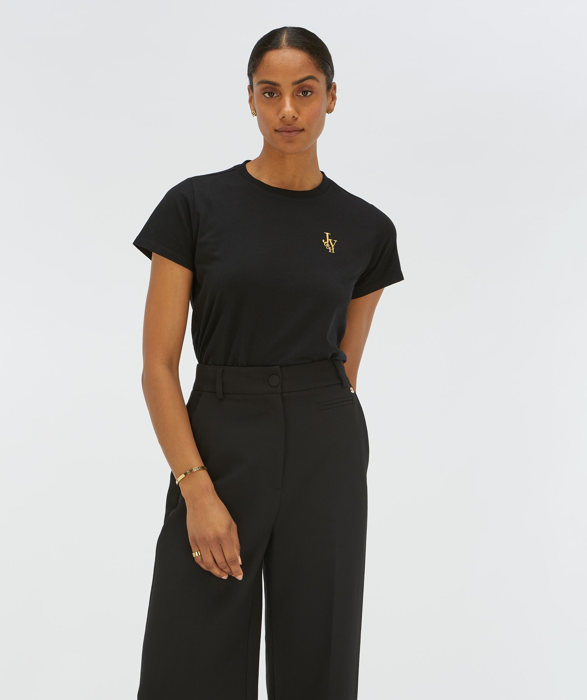 JV-ZOE EMBROIDERY slim fit T-shirt - black
