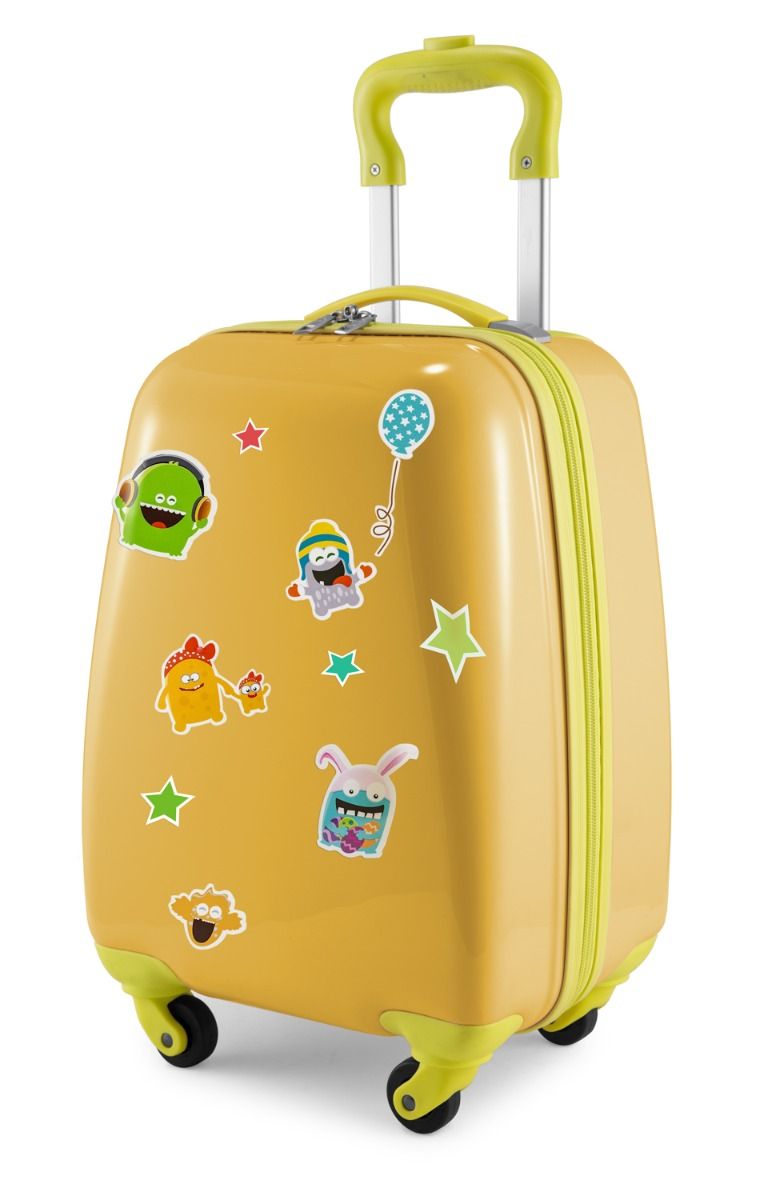 Para crianças - Mala infantil com adesivos refletivos Monstro, mala infantil rígida, bagagem de mão, 24 litros