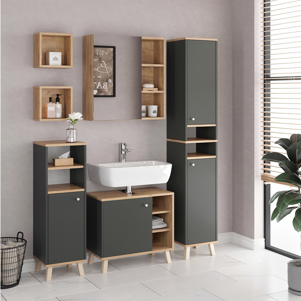 Vicco Midischrank Badschrank Badregal Senyo Goldkraft/ANT 2 Fächer Badmöbel