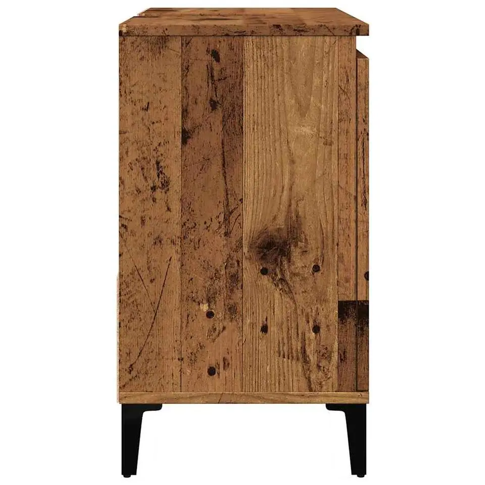 vidaXL - Wastafelonderkast - 1 deur 2 lades - Oud hout - Hout - 65x33x60 cm